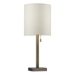 Adesso Liam Table Lamp, 22inH, White Shade/Antique-Brass Base