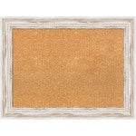 Amanti Art Cork Bulletin Board, 33in x 25in, Natural, Alexandria Whitewash Wood Frame