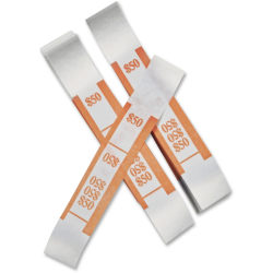 PM Company Currency Bands, $50.00, Orange, Pack Of 1,000