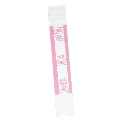 PM Company Currency Bands, $250.00, Cerise, Pack Of 1,000