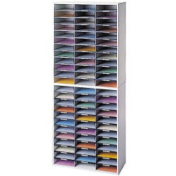 Fellowes Literature Organizer, 72 Compartments, 69 1/8inH x 29inW x 11 7/8inD, Dove Gray