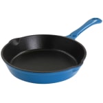 MegaChef Enamel Round Preseasoned Cast Iron Frying Pan, 8in, Turquoise