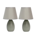 Creekwood Home Nauru Petite Ceramic Oblong Table Lamps, 9-1/2inH, Gray, Set Of 2