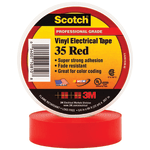 3M 35 Color-Coded Vinyl Electrical Tape, 1.5in Core, 0.75in x 66ft, Red, Pack Of 10