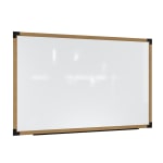 Ghent Prest Magnetic Dry-Erase Whiteboard, Porcelain, 50-1/4in x 98-1/4in, White, Natural Wood Frame