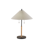 Adesso Palmer Table Lamp, 24inH, White Shade/Black/Natural Base