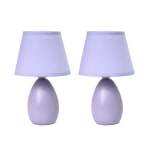 Simple Designs Mini Egg Oval Ceramic Table Lamp, 9.-1/2inH, Purple, Set Of 2 Lamps