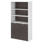 Bush Business Furniture Jamestown 67inH 5-Shelf Bookcase With Doors, Storm Gray/White, Standard Delivery