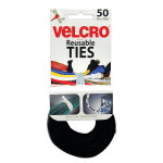 VELCRO Brand Reusable Ties, 8in, Black/Gray, Pack Of 50