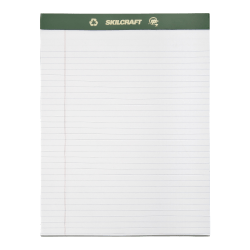 SKILCRAFT 80% Recycled Chlorine-Free Writing Pads, Letter Size, 8 1/2in x 11in, 25 Sheets, Pack Of 12 (AbilityOne 7530-01-516-9627)