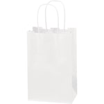 Partners Brand Paper Shopping Bags, 5 1/4inW x 3 1/4inD x 8 3/8inH, White, Case Of 250