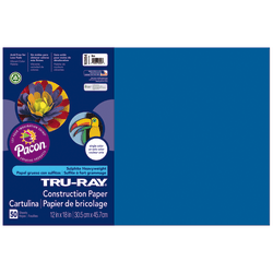 Tru-Ray Construction Paper, 50% Recycled, 12in x 18in, Blue, Pack Of 50