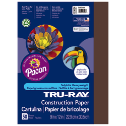 Tru-Ray Construction Paper, 50% Recycled, 9in x 12in, Yellow, Pack Of 50