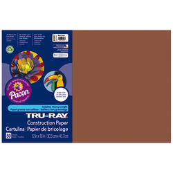 Tru-Ray Construction Paper, 50% Recycled, 9in x 12in, Dark Brown, Pack Of 50