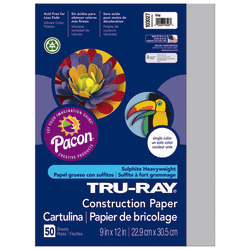 Tru-Ray Construction Paper, 50% Recycled, 9in x 12in, White, Pack Of 50