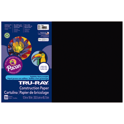 Tru-Ray Construction Paper, 50% Recycled, 12in x 18in, Black, Pack Of 50