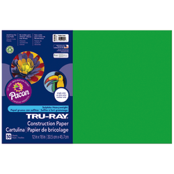 Tru-Ray Construction Paper, 50% Recycled, 12in x 18in, Festive Green, Pack Of 50