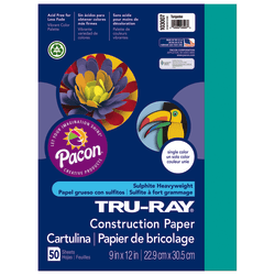 Tru-Ray Construction Paper, 50% Recycled, 12in x 18in, Turquoise, Pack Of 50