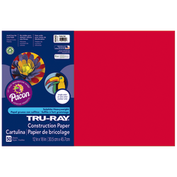 Tru-Ray Construction Paper, 50% Recycled, 12in x 18in, Festive Red, Pack Of 50