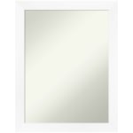 Amanti Art Narrow Non-Beveled Rectangle Framed Bathroom Wall Mirror, 27-1/4in x 21-1/4in, Cabinet White