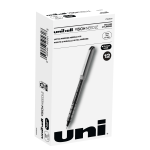 uni-ball Vision Needle Liquid Ink Rollerball Pens, Fine Point, 0.7 mm, Gray Barrel, Black Ink, Pack Of 12