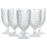 Martha Stewart Hobnail Goblet Drinkware Set, 14.2 Oz, Clear, Set Of 6 Pieces