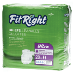 FitRight Ultra Briefs, Regular, 40 - 50in, Purple, 20 Briefs Per Bag, Case Of 4 Bags