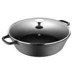 Masterpro Bergner Iron Family Pot With Glass Lid, 14in, Black