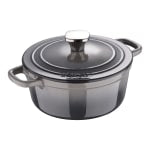 Masterpro Bergner 2-Quart Iron Dutch Oven With Lid, Fog