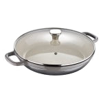 Masterpro Bergner 3.5-Quart Iron Braiser With Glass Lid, 12in, Fog