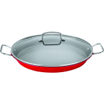 Cuisinart 15in Paella Pan With Glass Lid, Red