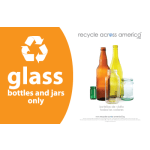 Recycle Across America Glass Standardized Recycling Label, GLASS-5585, 5 1/2in x 8 1/2in, Orange