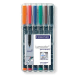 Staedtler Mars Lumocolor Permanent Markers, Fine Point, 80% Recycled, Assorted Colors, Pack Of 6