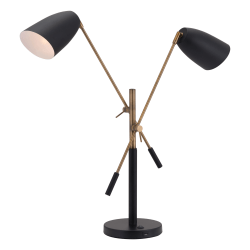 Zuo Modern Tanner Table Lamp, 28 1/8inH, Brass Shade/Matte Black Base