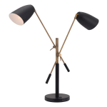 Zuo Modern Tanner Table Lamp, 28 1/8inH, Brass Shade/Matte Black Base