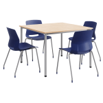 KFI Studios Dailey Square Dining Set, Natural/Silver/Navy