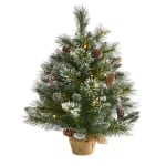 Nearly Natural Frosted Pine Artificial Christmas Tree, 2'