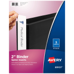 Avery Binder Spine Inserts, 89107, For 2in Ring Binders With 2.8in Spine Width, White, Pack Of 5