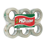 Duck HD Clear Heavy-Duty Packaging Tape, 1-7/8in x 109.4 Yd., Crystal Clear, Pack Of 6 Rolls