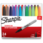 SharpiePermanent Markers, Fine Point, Assorted Colors, Set Of 24, Pouch