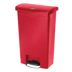 Rubbermaid Slim Jim Rectangular Plastic Wastebasket, Step-On, 13 Gallons, Red