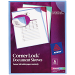 Avery Corner Lock Document Sleeves, 8-1/2in x 11in, 20 Sheet Capacity, Assorted (Blue, Green, Purple), Pack Of 6