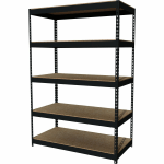 Lorell 5-Shelf Riveted Steel Shelving, 72inH x 48inW x 24inD, Black