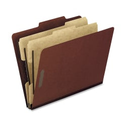 Oxford Pressboard Classification Folders, Letter Size, 2in Expansion, 2 Dividers, Red, Box Of 10