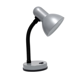 Creekwood Home Essentix Metal Desk Lamp With Flexible Gooseneck, 14-1/4inH, Silver Shade/Silver Base