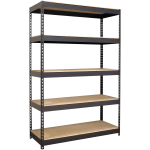 Lorell 5-Shelf Riveted Steel Shelving, 72inH x 48inW x 18inD, Black