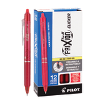 Pilot FriXion Ball Clicker Erasable Retractable Gel Pens, Pack of 12, Fine Point, 0.7 mm, Red Barrels, Red Ink