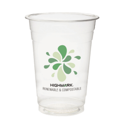 Highmark ECO Compostable Plastic Cups, 16 Oz, Clear, Pack Of 500