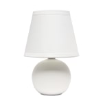 Creekwood Home Nauru Petite Ceramic Orb Table Lamp, 8 -11/16inH, Off White Shade/Off White Base