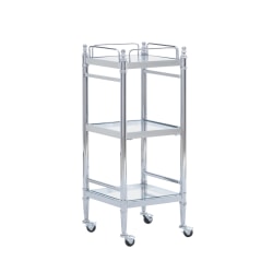 Linon Pelia 3-Tier 30inH Storage Cart, Chrome